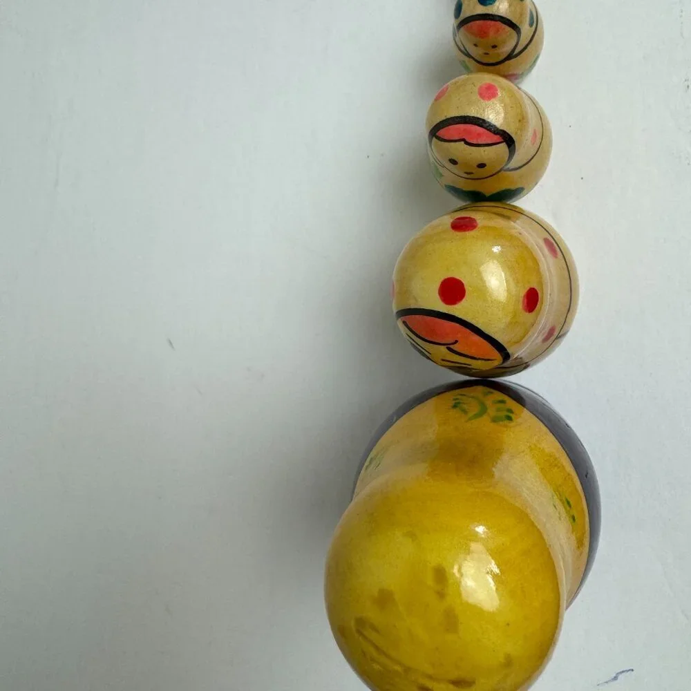 Old ( No Modern) Russian Wooden Babushka Matryoshka Nesting Dolls Hand Painted